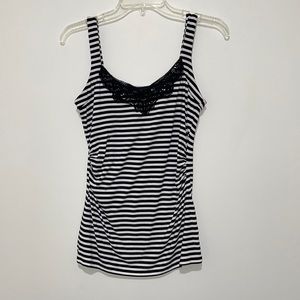 WHBM Tank with Lace & Gathered Sides to Flatter XS